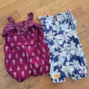 Carter's Rompers - Floral and Pineapple 12 months, 18 months